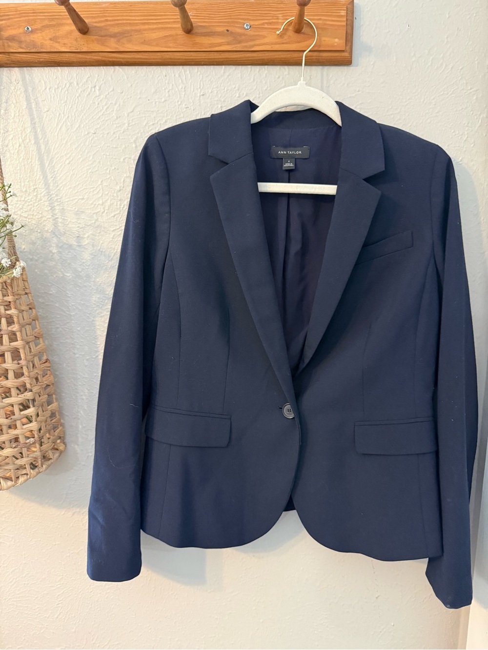 Ann Taylor Dark Navy Single-Button Blazer